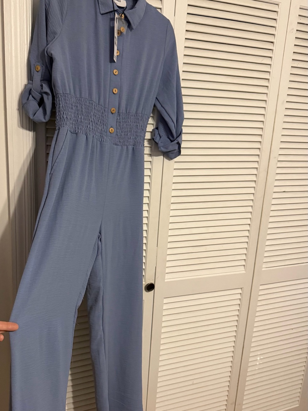 Women’s Dusty Blue rompers with Smocked Waist